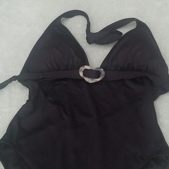 EUC Kate Spade Black Halter One Piece Swimsuit size Large - Picture 5 of 8
